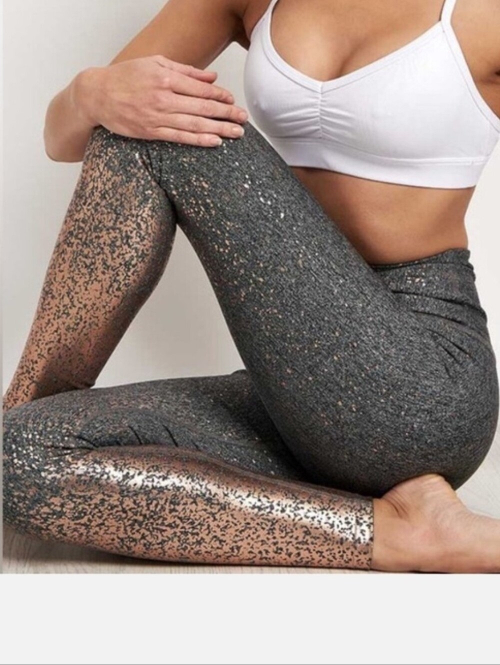 Beyond Yoga x Pure Barre Gray Rose Gold Alloy Ombre High Waisted Midi Legging Xs